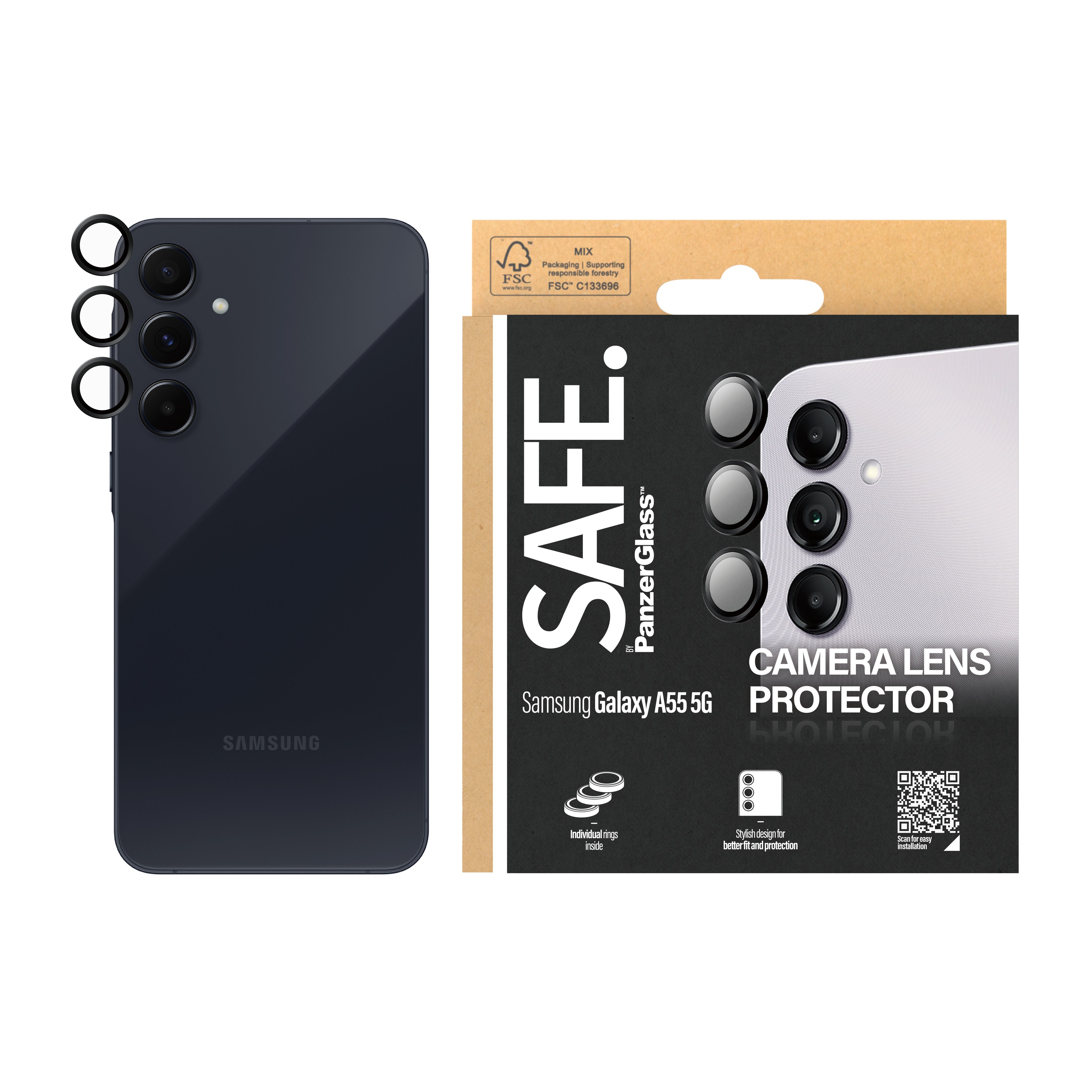 EAN 5711724956898 - PanzerGlass SAFE. by ® Camera Lens Protector Black Samsung Galaxy A55 5G Protector de pantalla 1 pieza(s) imagen 2