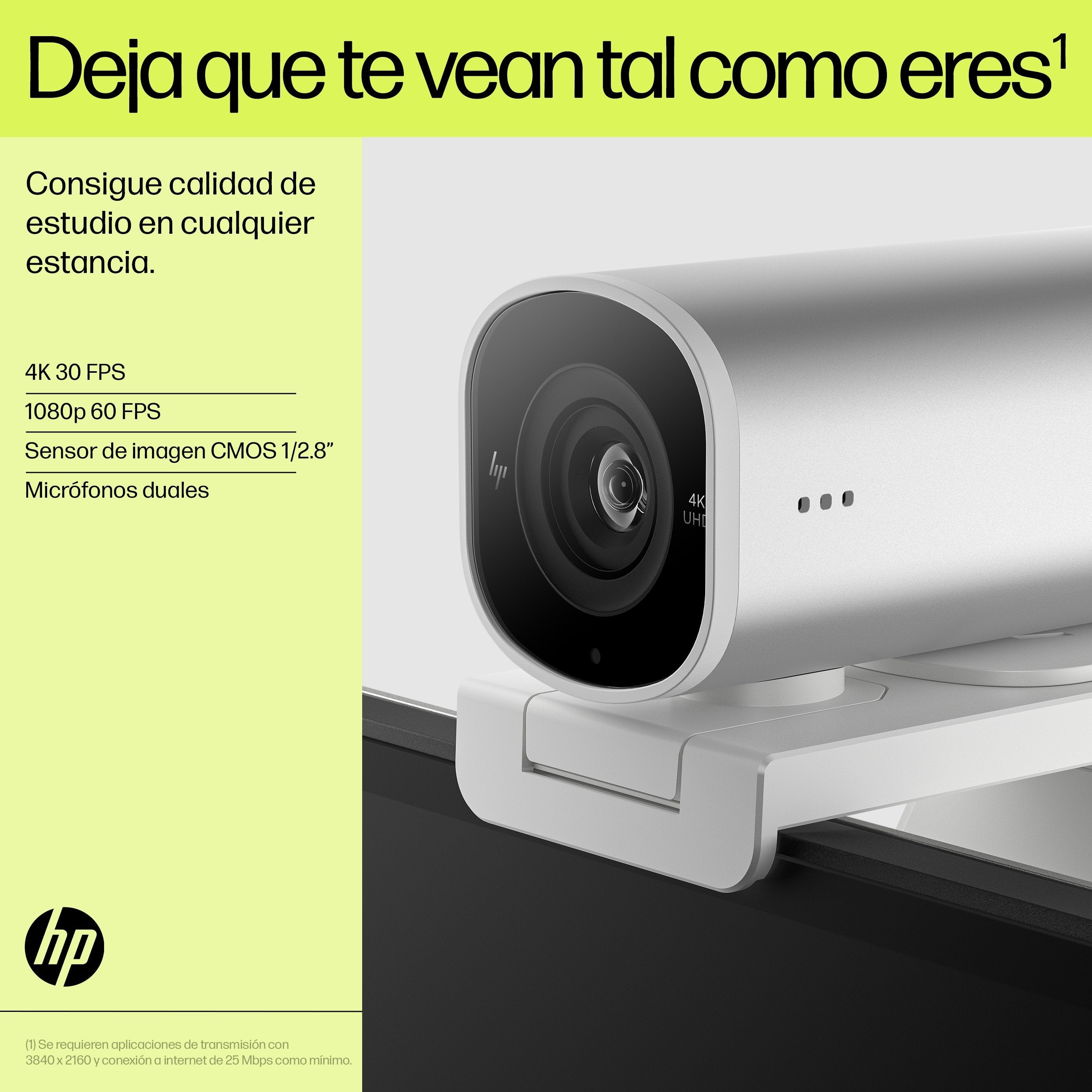 EAN 0196548527304 - HP 960 4K Streaming Webcam cámara web 8 MP 3840 x 2160 Pixeles USB Plata imagen 25