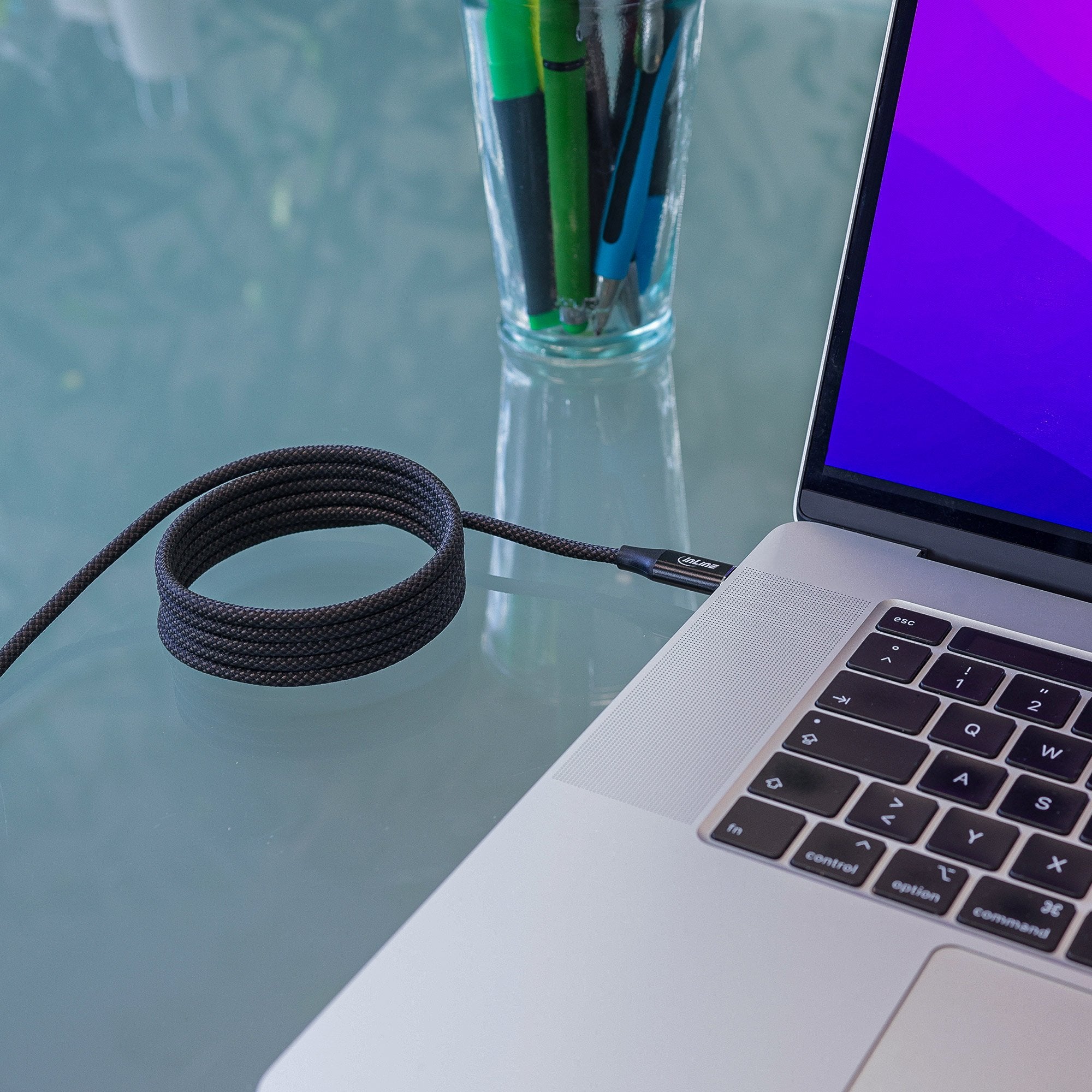 Inline® Magnetic Usb-C Cable, Usb-C Male/Male, 100w, Black, 1m