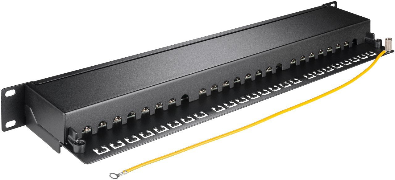 Cat 6a 19inch Patch Panel, 24 Port, Black - Stp Shielded, Bl