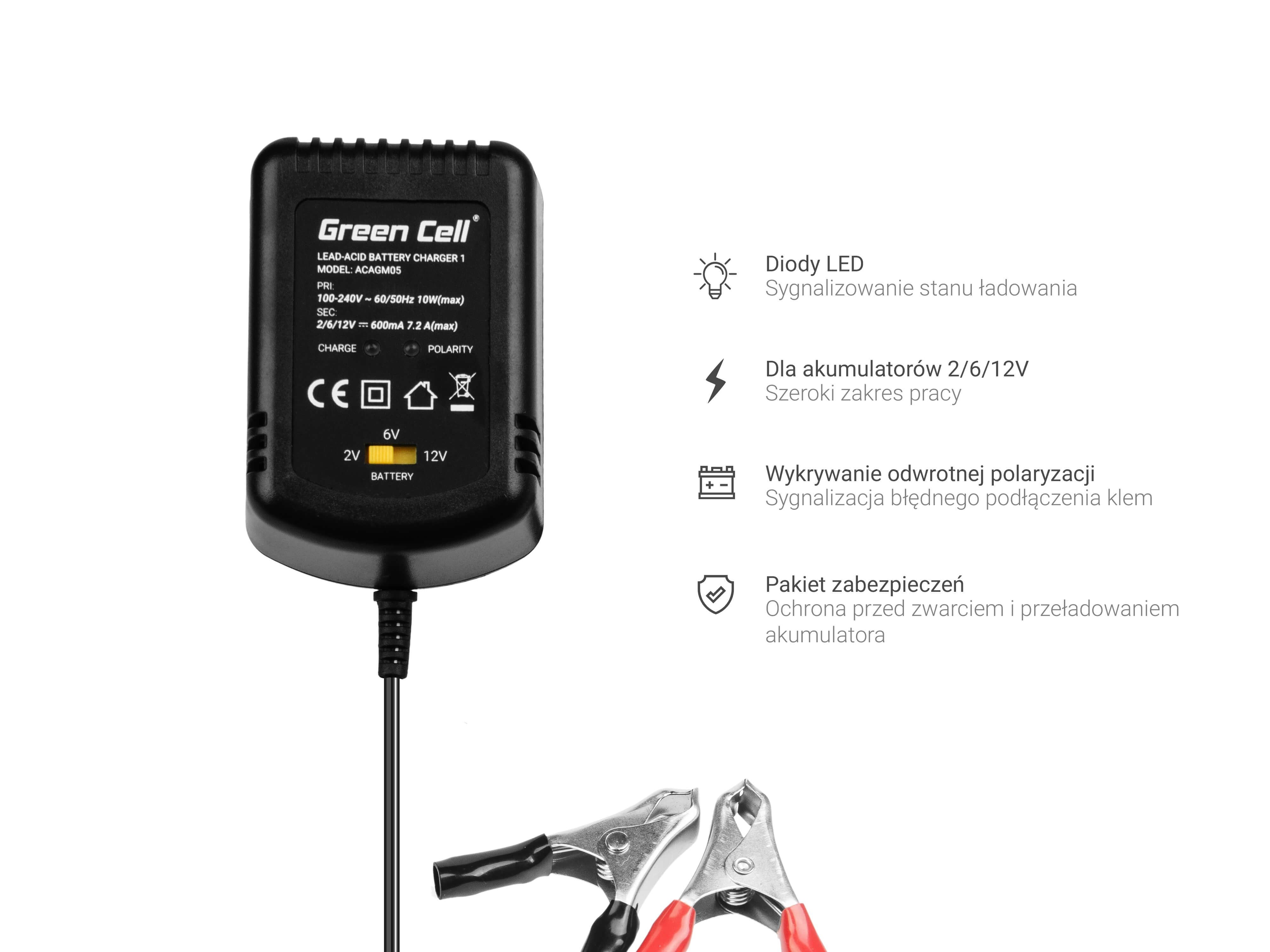EAN 5903317222347 - Green Cell ACAGM05 Cargador de batería para vehículos 2/6/12 V Negro imagen 2
