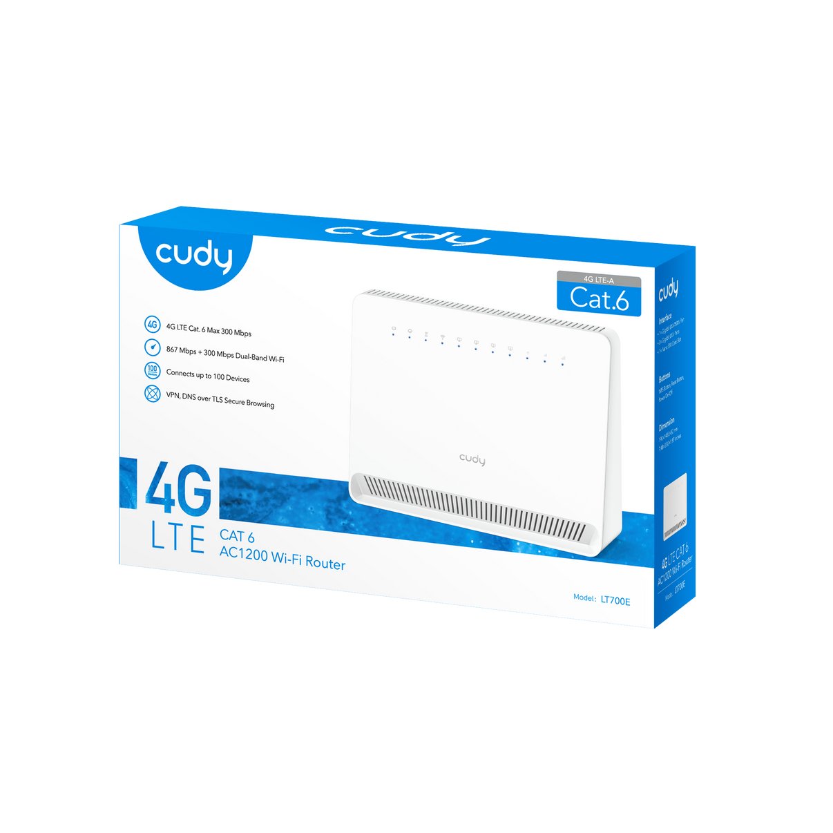 EAN 6971690792879 - Cudy 4G Cat 6 AC1200 Wi-Fi Router, LT700E 1.0 router inalámbrico Gigabit Ethernet Doble banda (2,4 GHz / imagen 5
