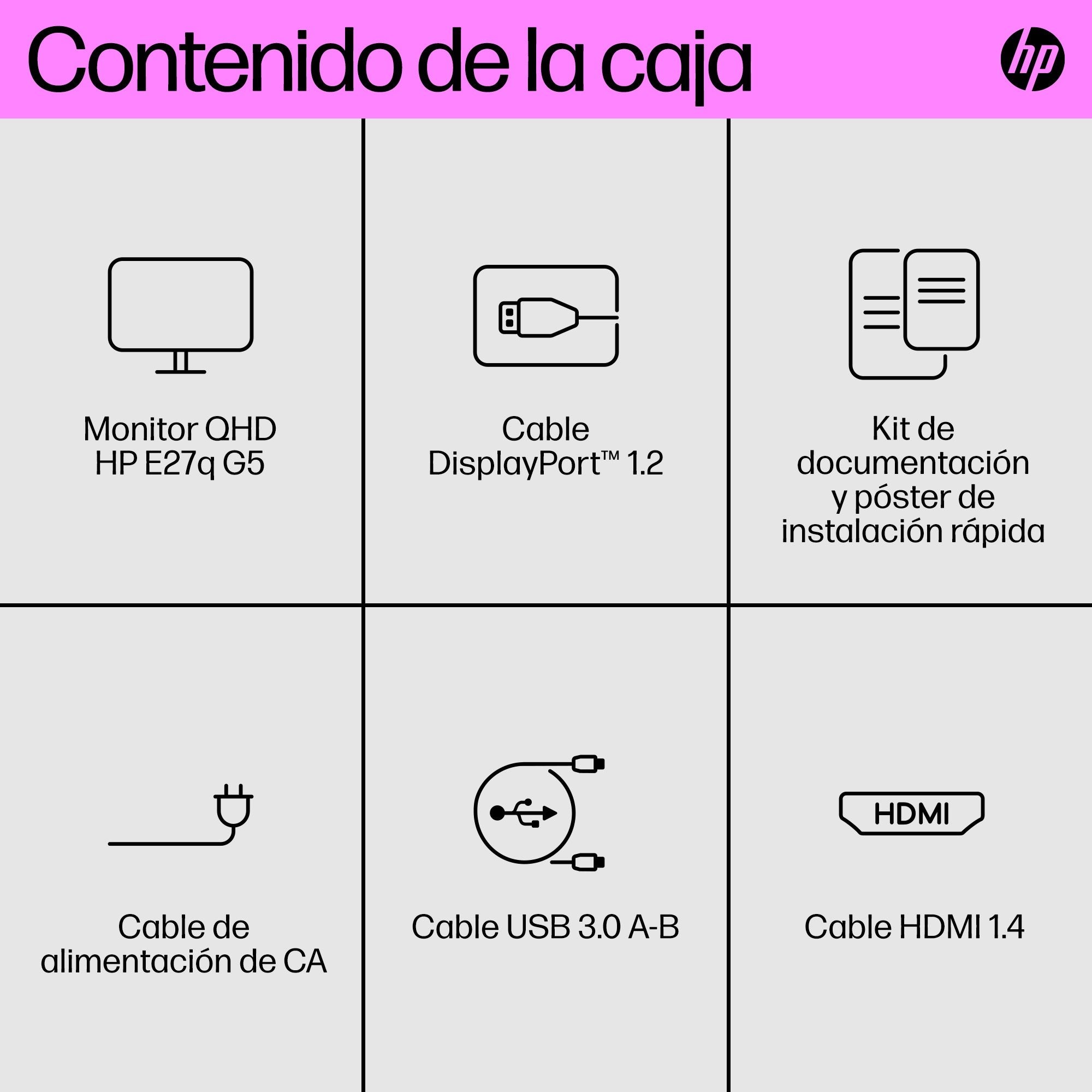 Monitor Hp E27q G5 68,6 Cm (27") 2560 X 1440 Pixeles Quad Hd Lcd Negro, Plata