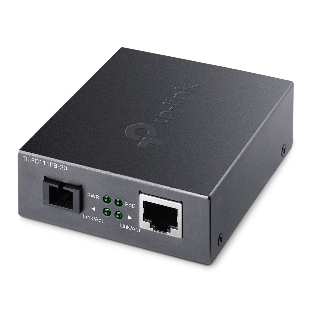 Convertidor De Fibra Tp-Link Fc111pb-20 Single-Mode Sc Wdm Bidireccional De 1p Rj45 10/100 Poe A 1p Sc Port 100mbps