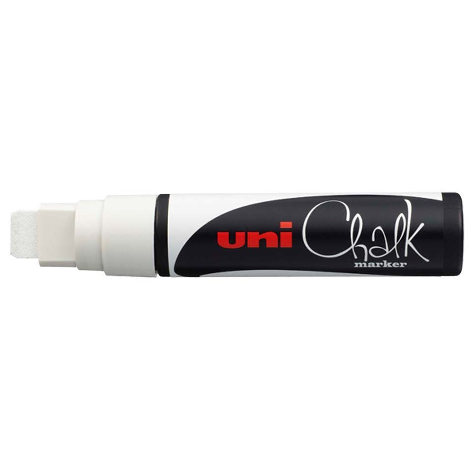 Uni-Ball 186601 Marcador De Tiza Uni Chalk Pwe Pc-17 K Con Punta Biselada, Color Blanco