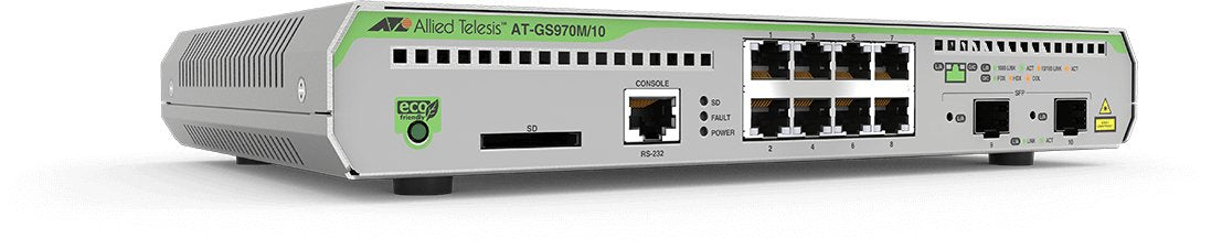 Allied Tel. Switch 8x Ge At-Gs970m/10 8x 1gbit-T+2x Sfp