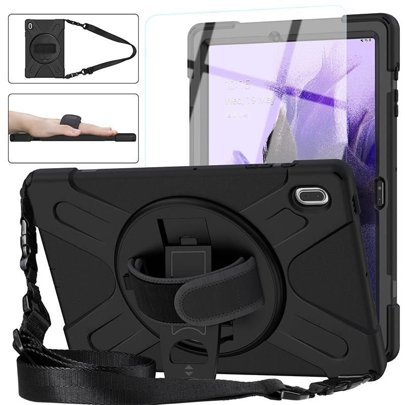 Austin Defender Case Samsung - Galaxy Tab S9 Fe+/S9+/S8+/S7 - Fe/S7+ With Hand Strap And Shoulder Strap. Black - Warranty: 24m