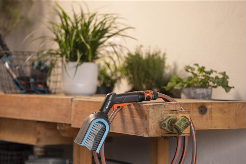 Gardena Cepillo Para Persianas Cleansystem, Cepillo De Lavado Gris/Turquesa, Cabezal Giratorio 90° Por Ambos Lados 18850-20