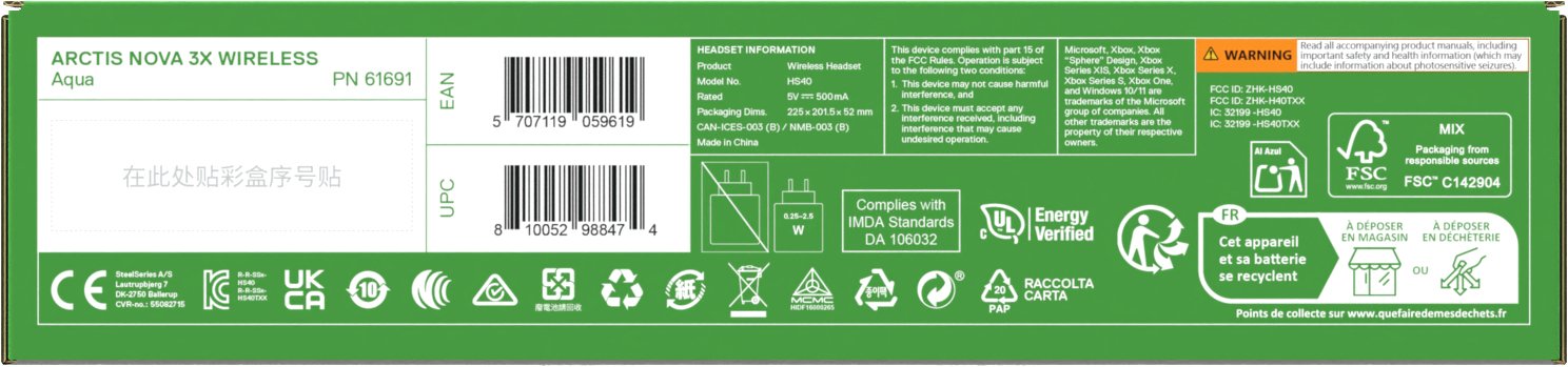EAN 5707119059619 - Steelseries Arctis Nova 3X Auriculares Inalámbrico Diadema Música/uso diario Bluetooth Color aguamarina imagen 14