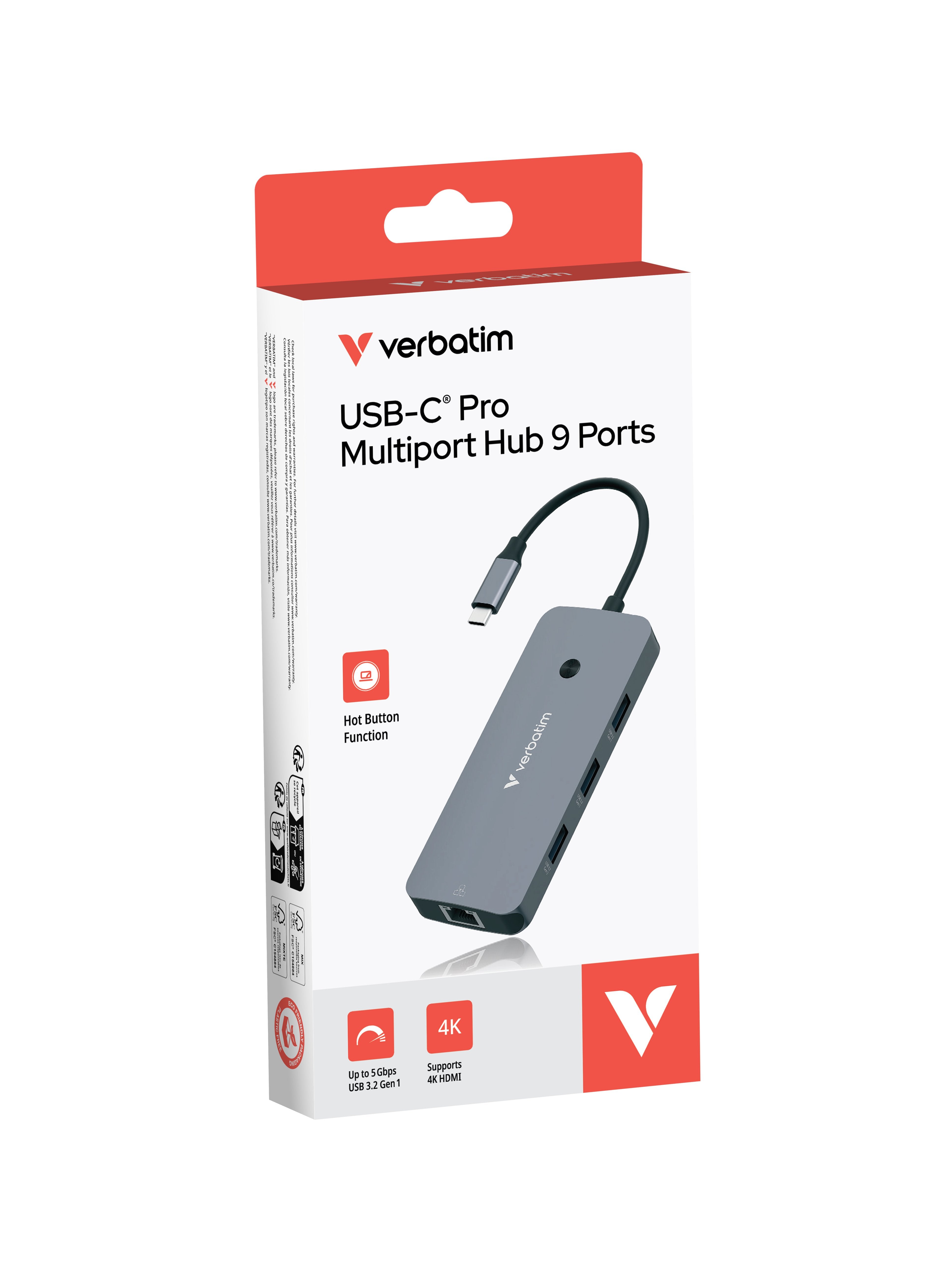 EAN 0023942321521 - Verbatim CMH-09 USB Tipo C 10000 Mbit/s Plata imagen 2