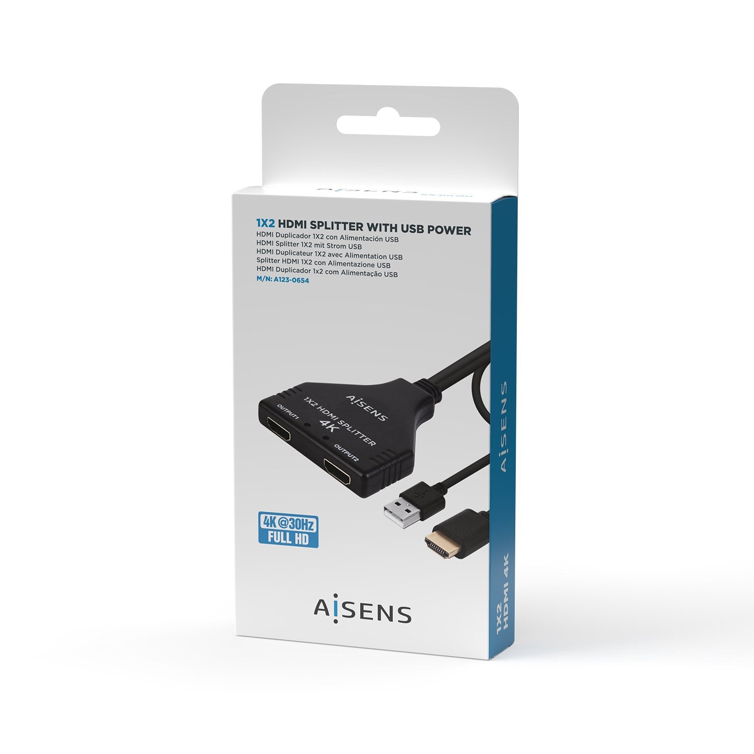 Aisens Duplicador Hdmi 4k 2 Hdmi Hembra Hdmi Macho Usb Macho A123-0654
