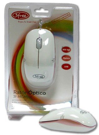 EAN 8480000908889 - 3free 3F-MCM101/WP ratón USB tipo A Óptico 800 DPI imagen 1