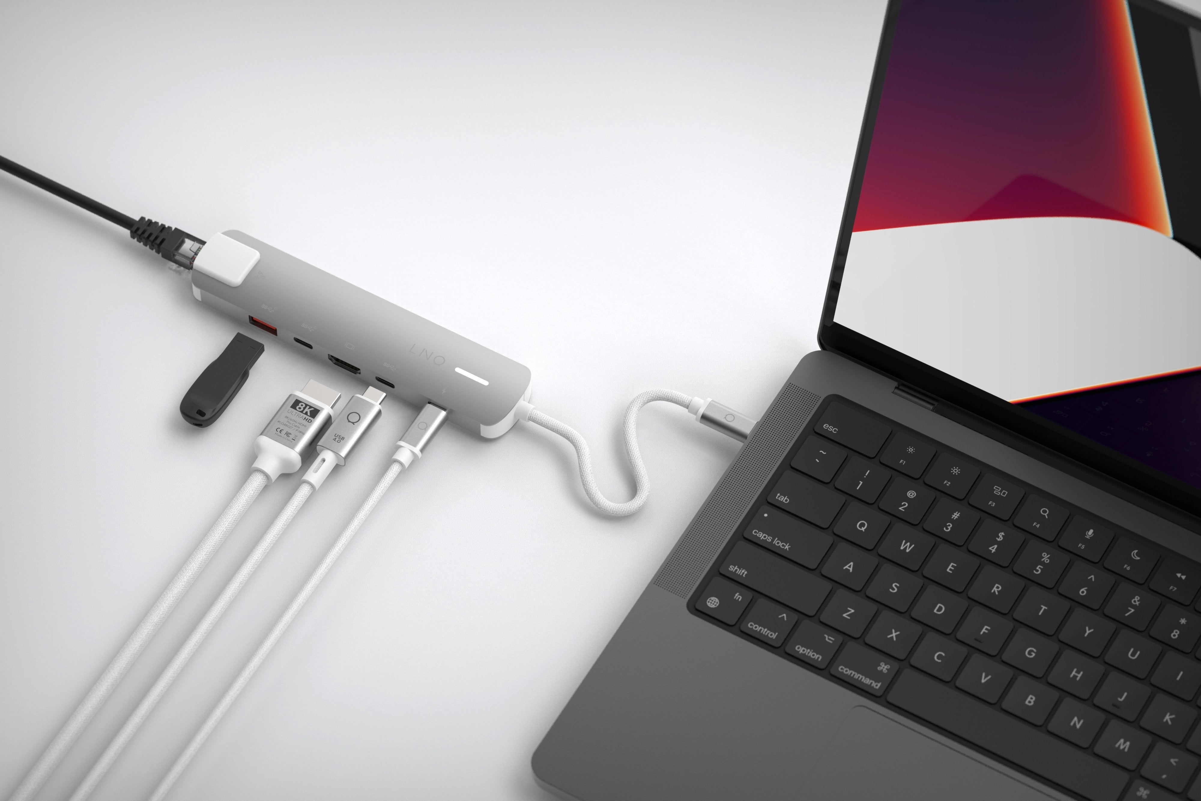 Hub 6 Puertos Pro Usb-C 140w Gris Linq Usb-C/ 1xusb3.2, 1xhdmi, 1xusb-C Pd Hasta 140w, 2xusb-C, 1xrj45 2,5gbps