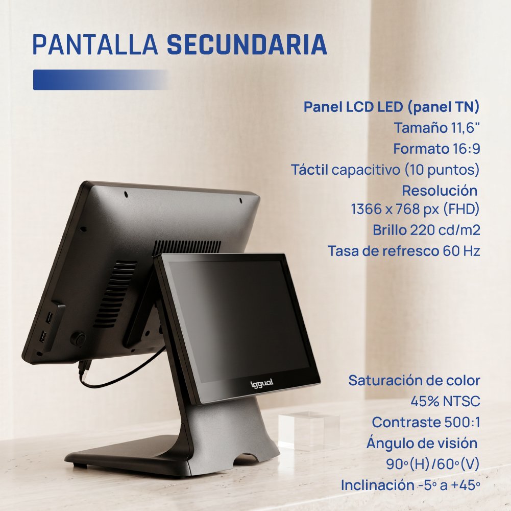 EAN 8435364320525 - iggual IGG320525 Terminal Punto Venta (TPV) 39,6 cm (15.6") 1920 x 1080 Pixeles Pantalla táctil Negro imagen 15