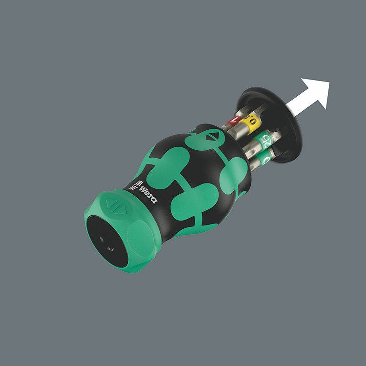 Wera Force Shape Compact Stubby Magazine Ra 1, Bit Set Black/Green, 6 Partes, 1/4 ", Con Función De Trinquete 05008891001