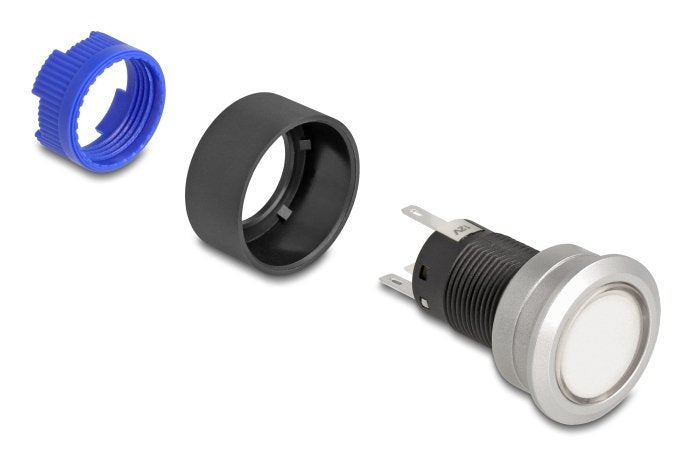 Drucktaster Zum Einbau 22 Mm 5 X Lötanschluss Taster Flach Kunststoff Led Weiss