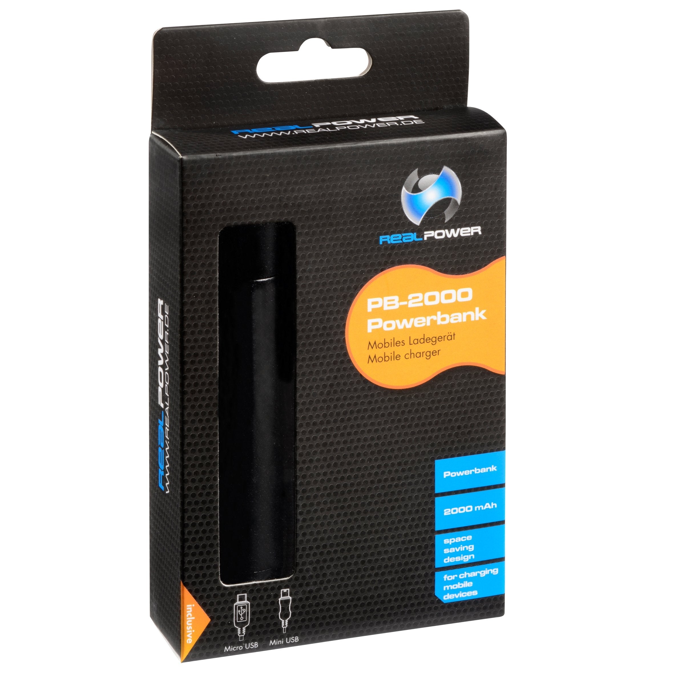 Powerbank Realpower Pb2000 Mah Alu, Negro