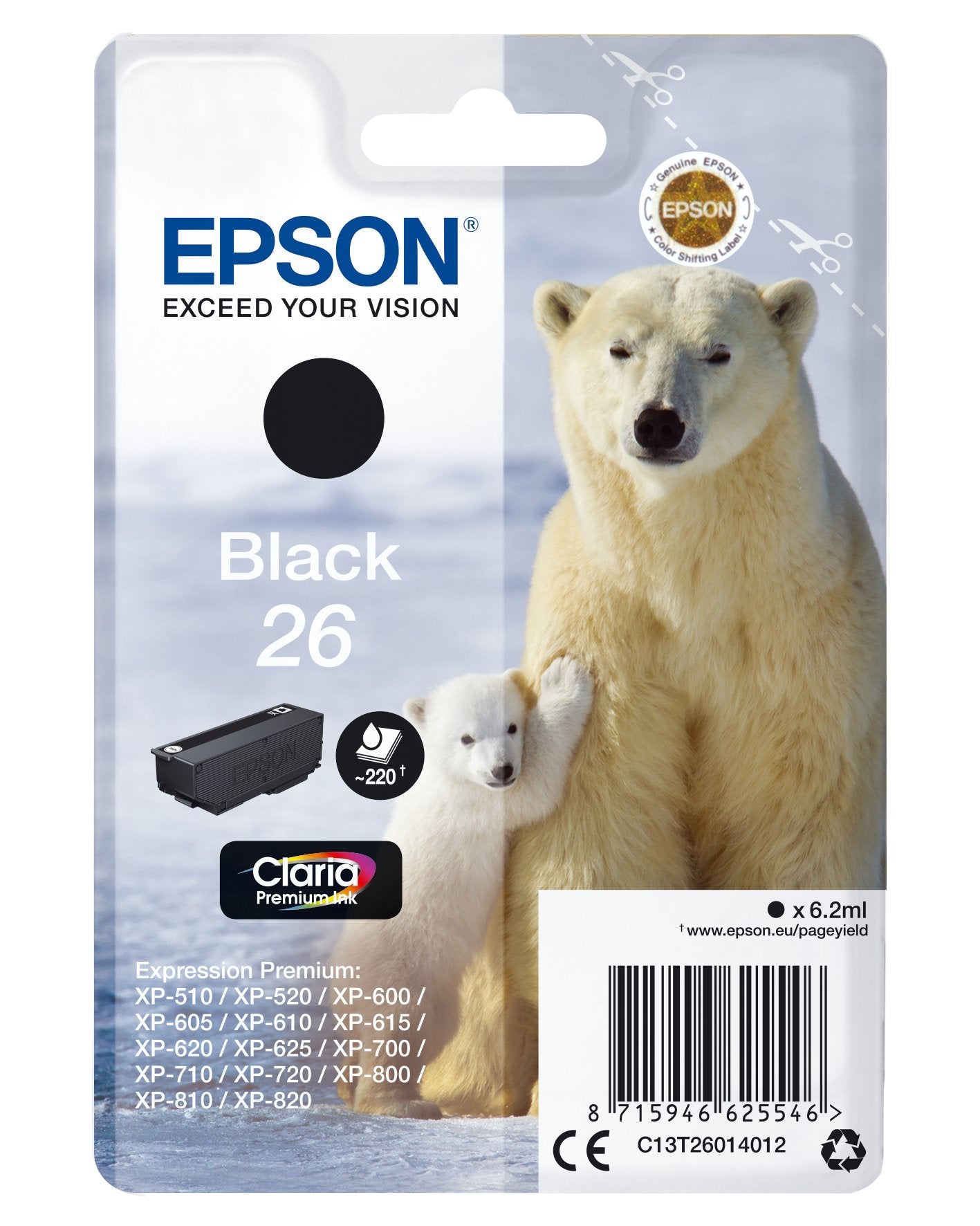 Tinta Original Epson 26 6.2 Ml Negro