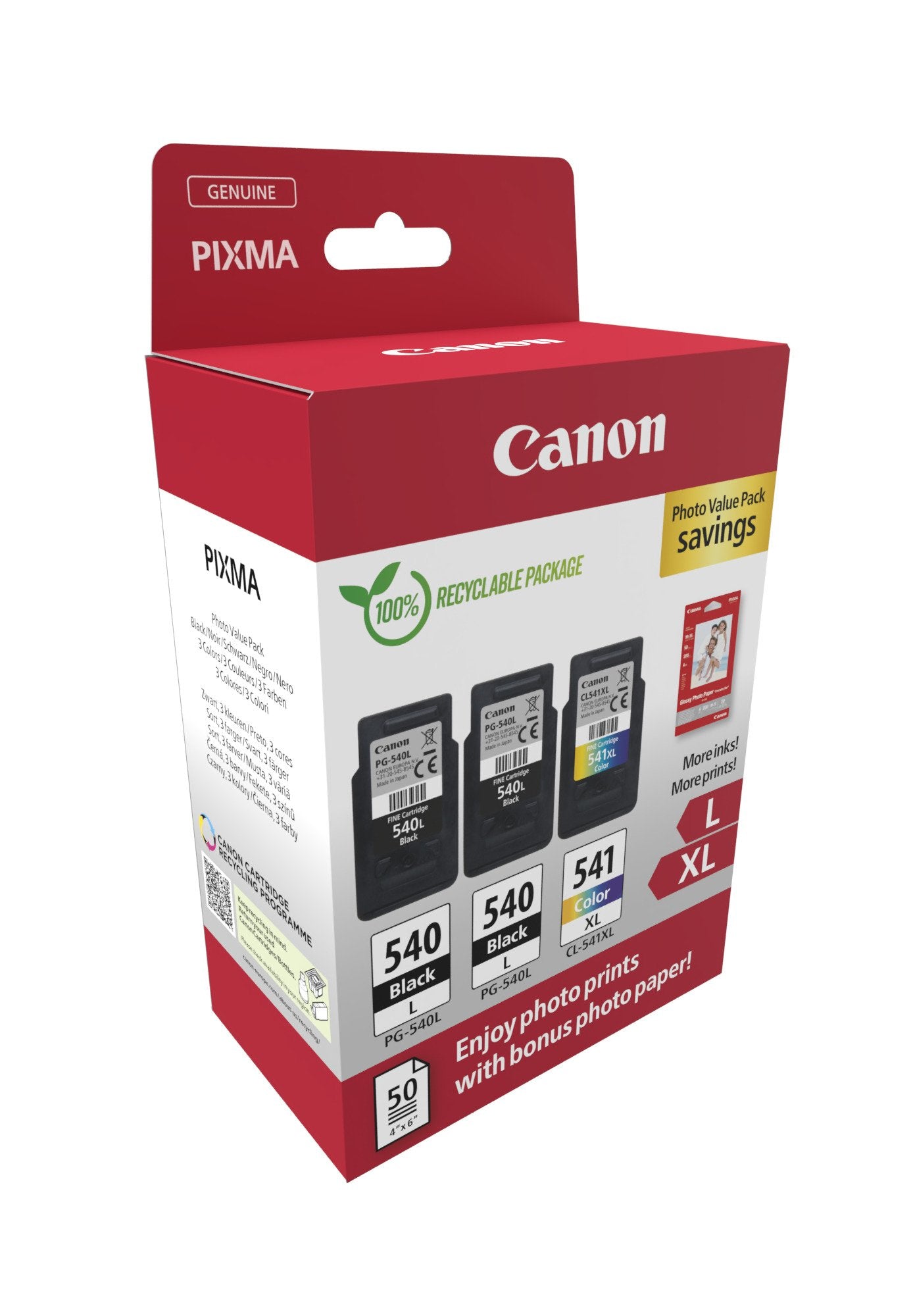 EAN 8714574679693 - Canon 5224B015 cartucho de tinta 3 pieza(s) Original Negro, Cian, Magenta, Amarillo imagen 2