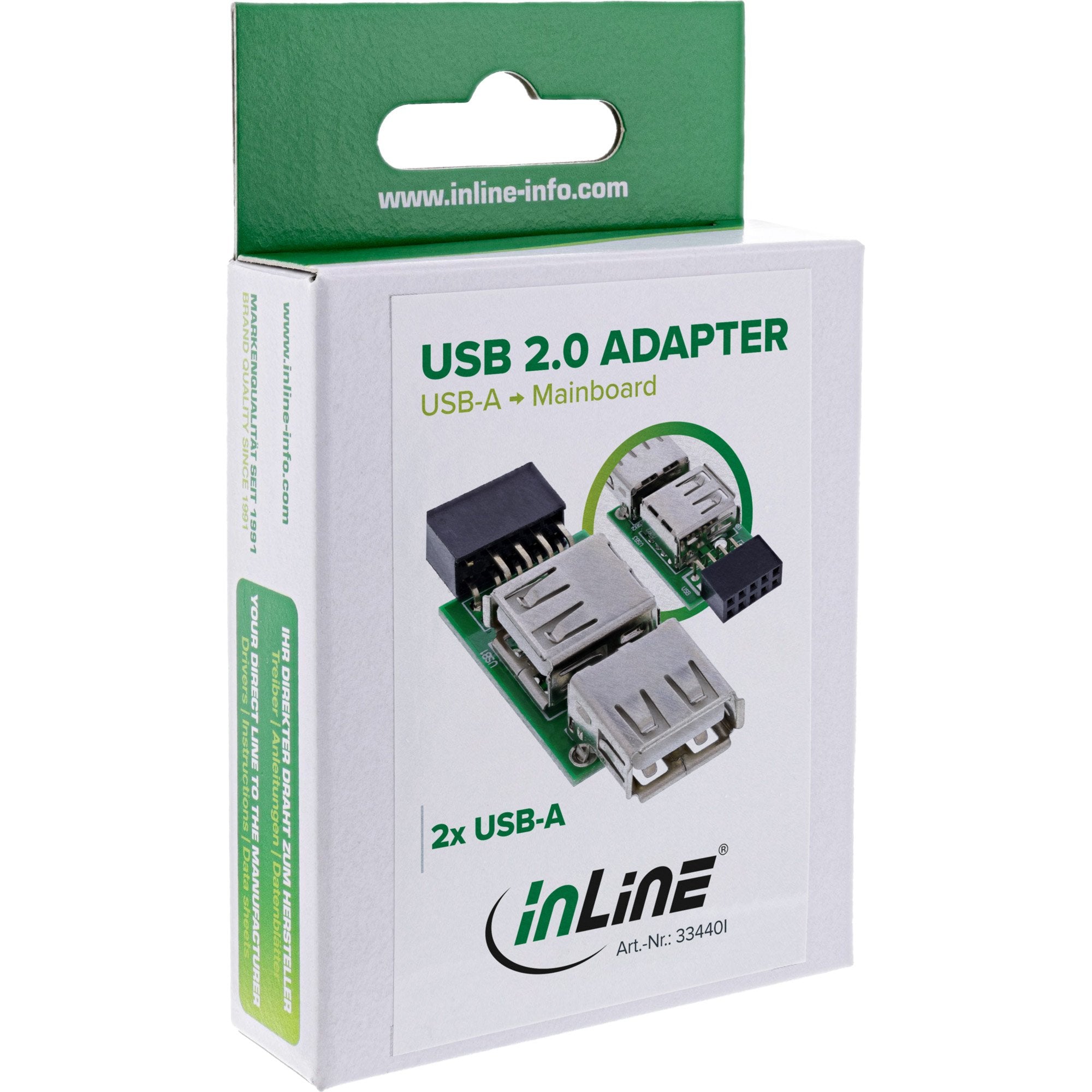 Adaptador Inline Usb 2.0 Interno 2x Usb A Hembra A Cabezal De Placa Base