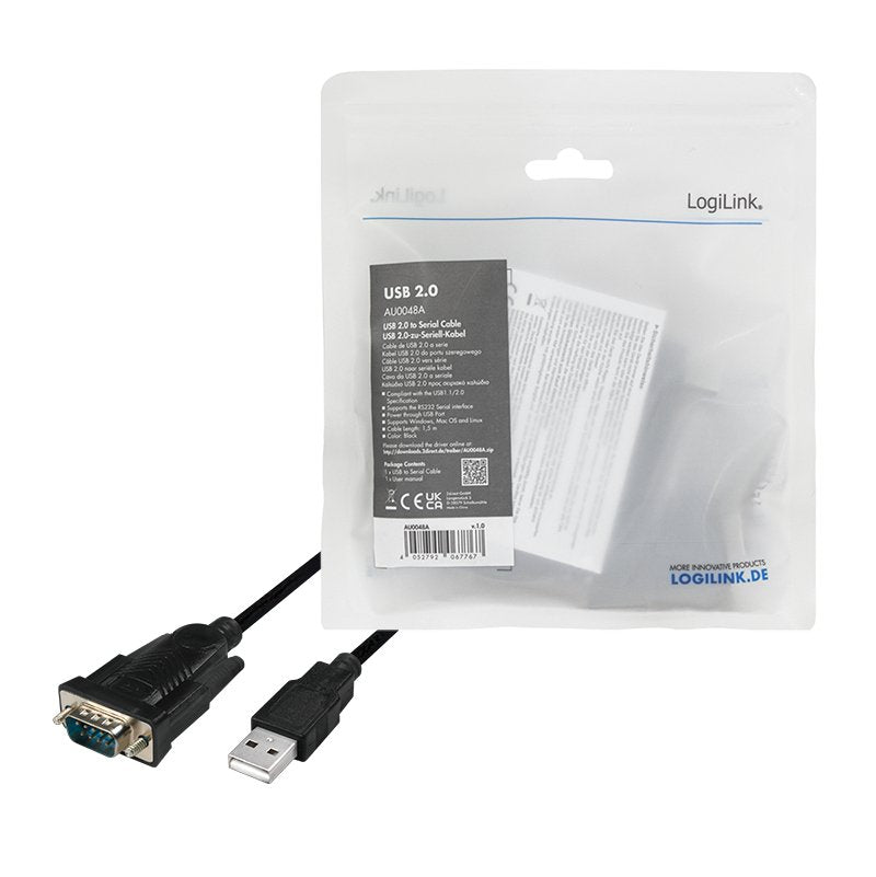 EAN 4052792067767 - LogiLink AU0048A cable de serie Negro 1,5 m USB A DB-9 imagen 3