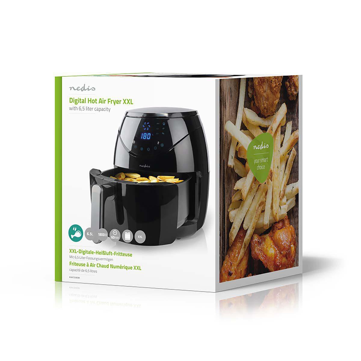Nedis Freidora De Aire Caliente 6.5 L Minutero: 60 Min Digital Negro