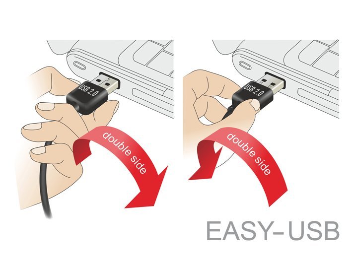 Delock Cable Easy-Usb 2.0 Typ-A Stecker > Easy-Usb 2.0 Typ Micro-B Stecker Gewinkelt Oben Unten 2 M Schwarz