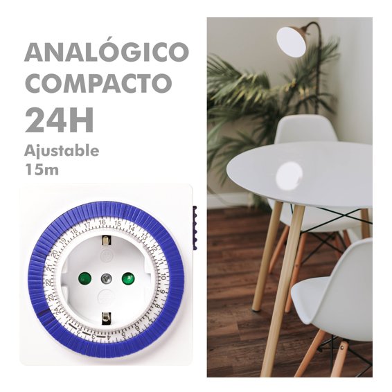 Programador De Electricidad Silver Sanz 49402 Analgico - 24 Horas - 3600w - 250v - 16a - 50hz - Compacto
