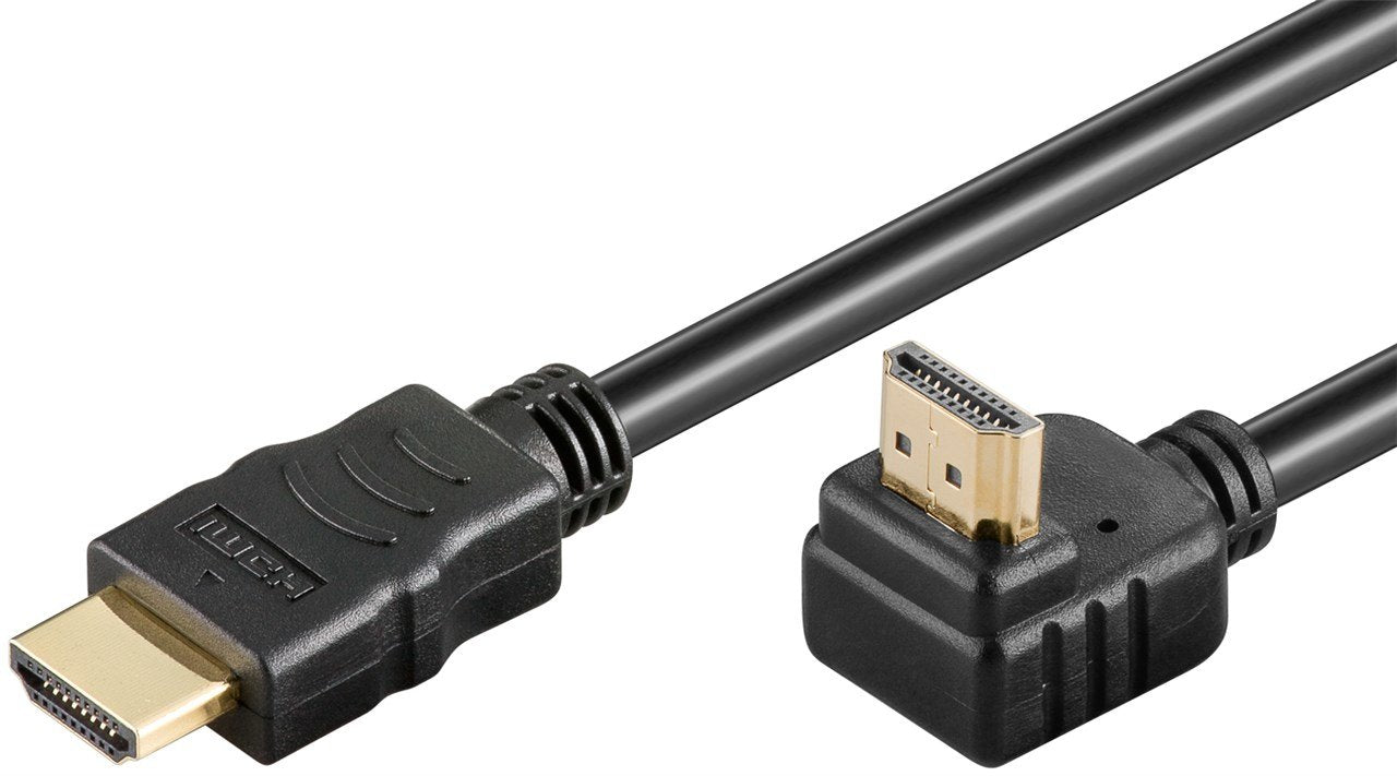 Cable Hdmi A-A 0,50 Metro Negro Acodado 4k 60hz Cable 90° En Un Conector Serie 2.0 Goobay