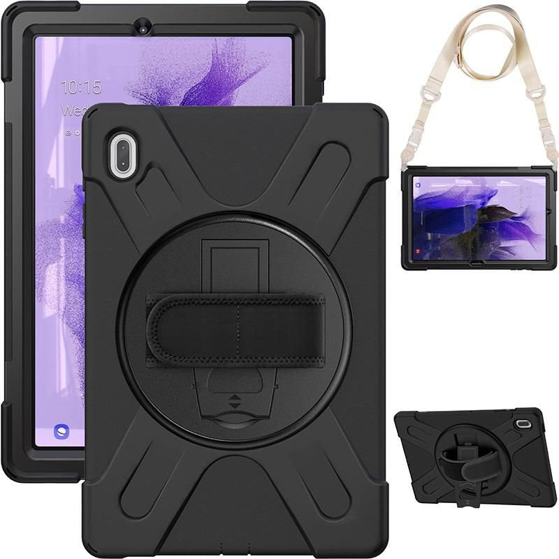 Austin Defender Case Samsung - Galaxy Tab S9 Fe+/S9+/S8+/S7 - Fe/S7+ With Hand Strap And Shoulder Strap. Black - Warranty: 24m