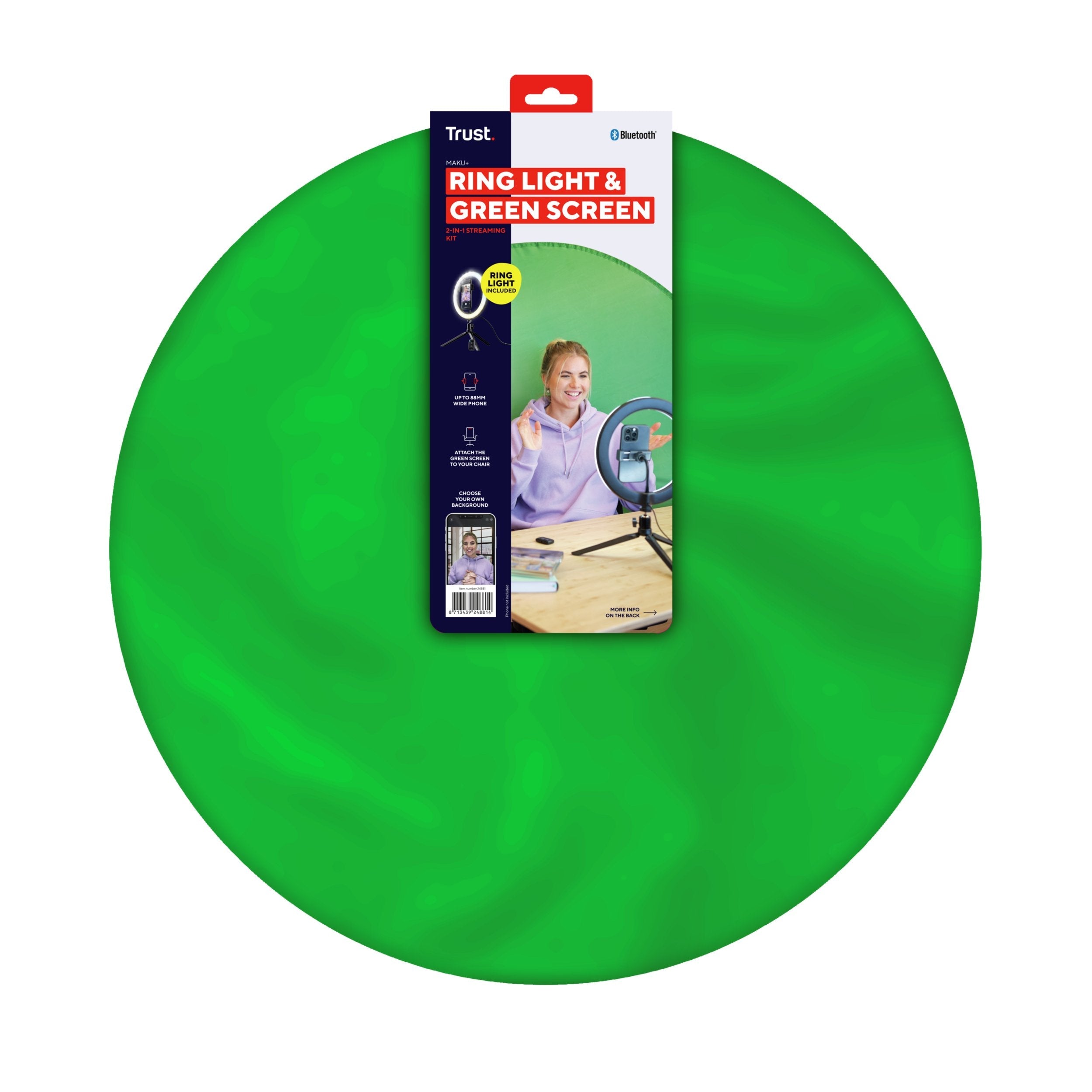 Aro De Luz Profesional + Pantalla Trust Maku+ Incluye Pantalla Verde