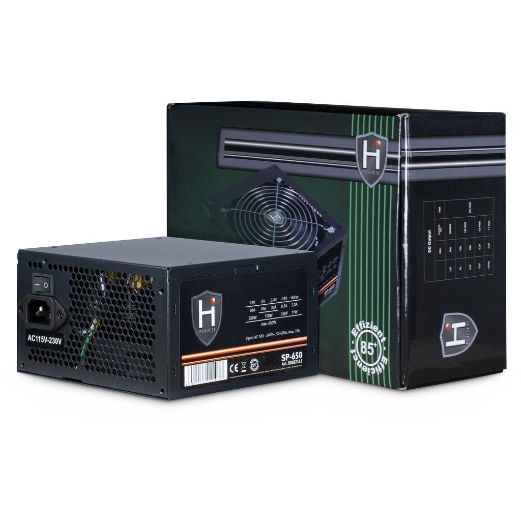 EAN 4260133125933 - Inter-Tech HIPOWER SP-650 unidad de fuente de alimentación 650 W 20+4 pin ATX ATX Negro imagen 1