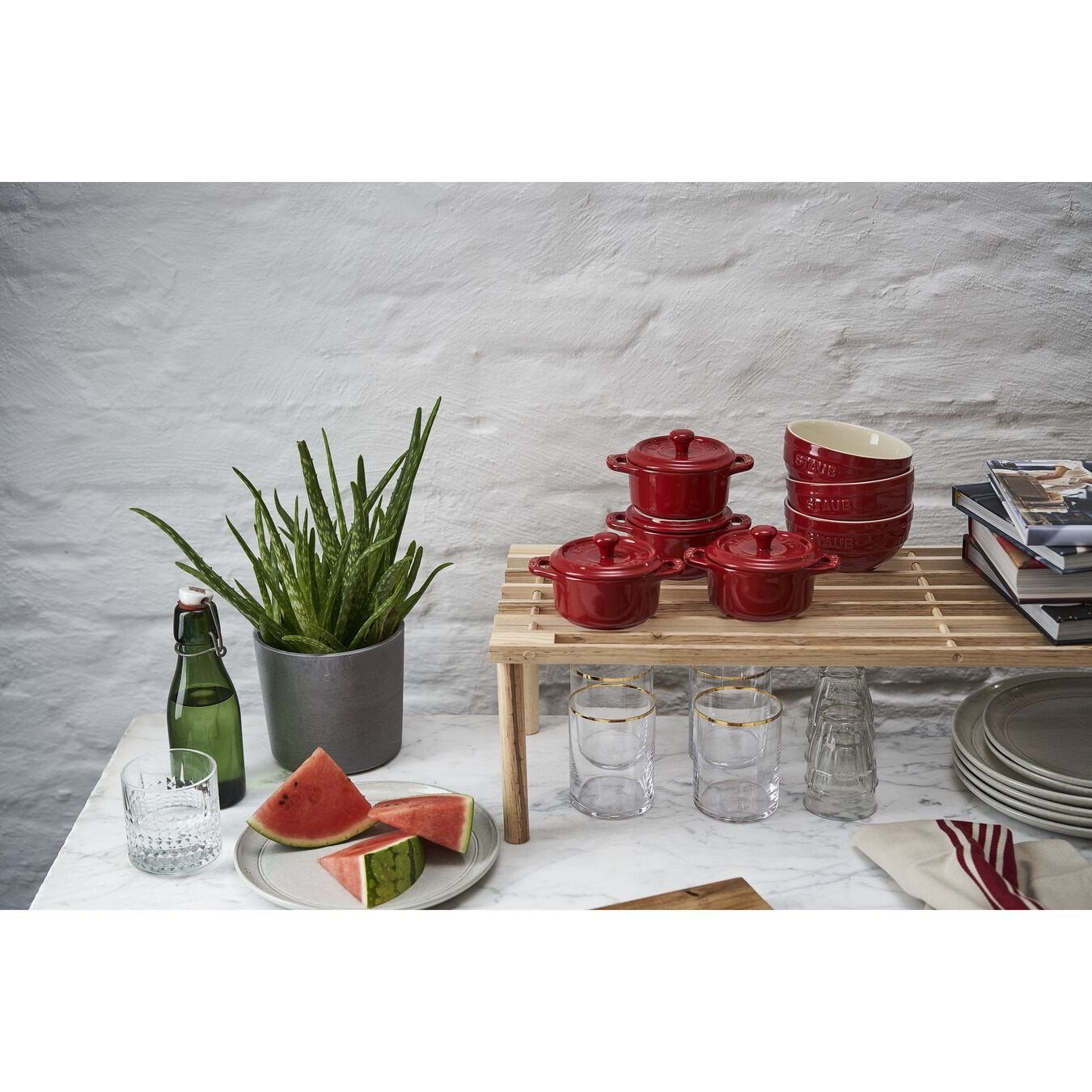 Staub Mini Cocotte Set 4-Tlg. Rund, Keramik, Kirsch-Rot
