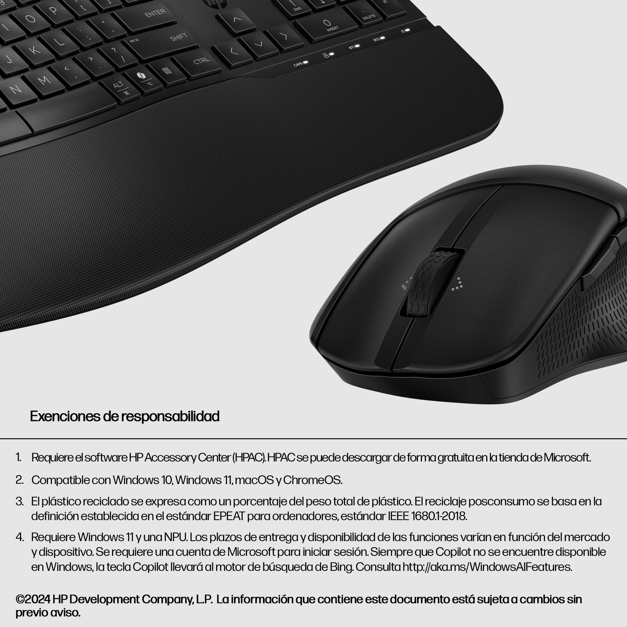 EAN 197498230665 - HP 680 Comfort Dual-Mode Keyboard and Mouse Combo teclado Ratón incluido Hogar RF Wireless + Bluetooth Neg imagen 6