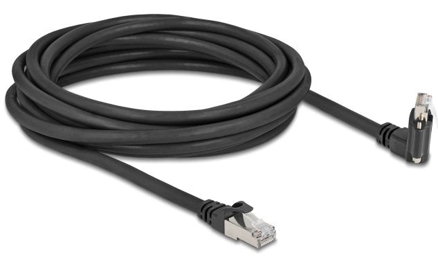 Delock Gige Kamera Cable Rj45 Stecker 45° Gedreht Und 90° Gewinkelt Mit Schrauben Zu Rj45 Stecker Cat.6 S Ftp 5 M Schwarz