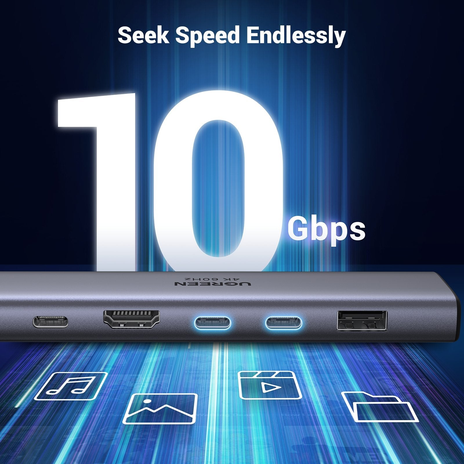 Hub Ugreen 7en1 Usb-C A Hdmi+2xusb-C+Usb-A+Sd/Tf