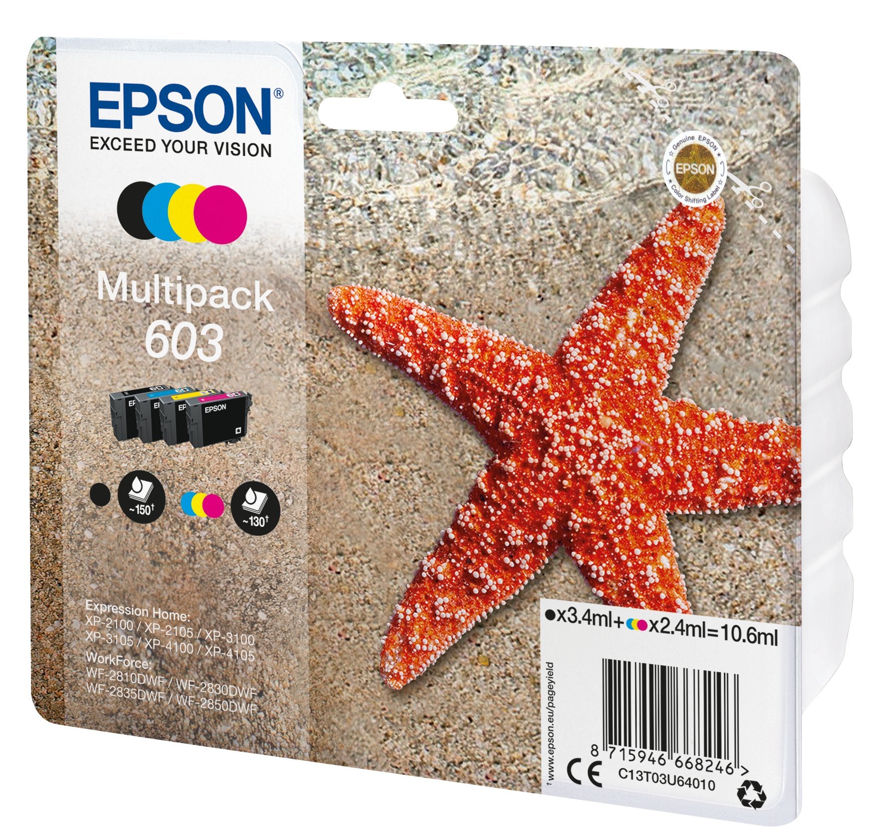 EAN 8715946668253 - Epson C13T03U64020 cartucho de tinta 1 pieza(s) Original Rendimiento estándar Negro, Cian, Magenta, Amari imagen 2