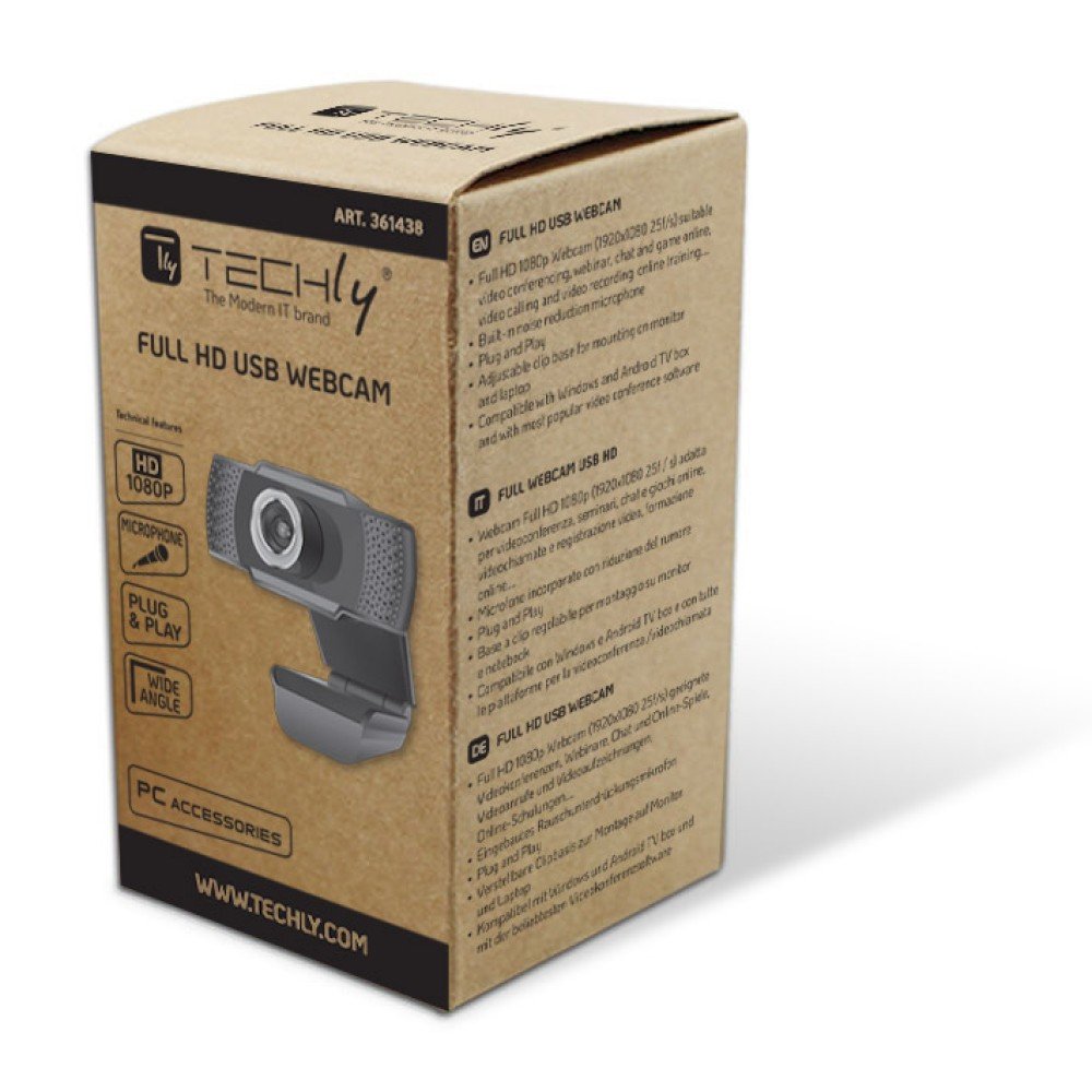 EAN 8059018361438 - Techly I-WEBCAM-60T cámara web 1920 x 1080 Pixeles USB 2.0 Negro imagen 2
