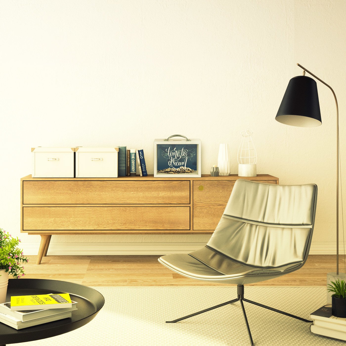 Zep Smith Caja De Dinero Blanco Vidrio, Mdf, Lana 1 Pieza(S)