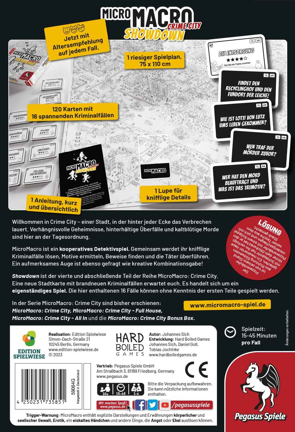 Pegasus Micromacro: Crime City 4 - Showdown, Juego De Mesa 59064g