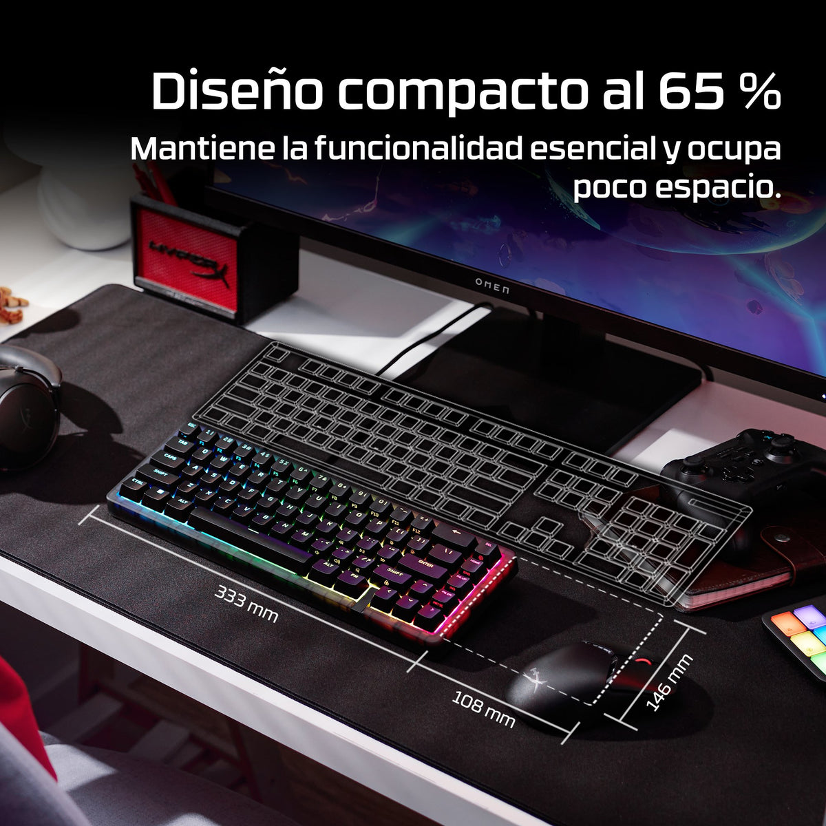 EAN 0198828944610 - HyperX Origins 2 65 teclado Juego USB Negro imagen 5