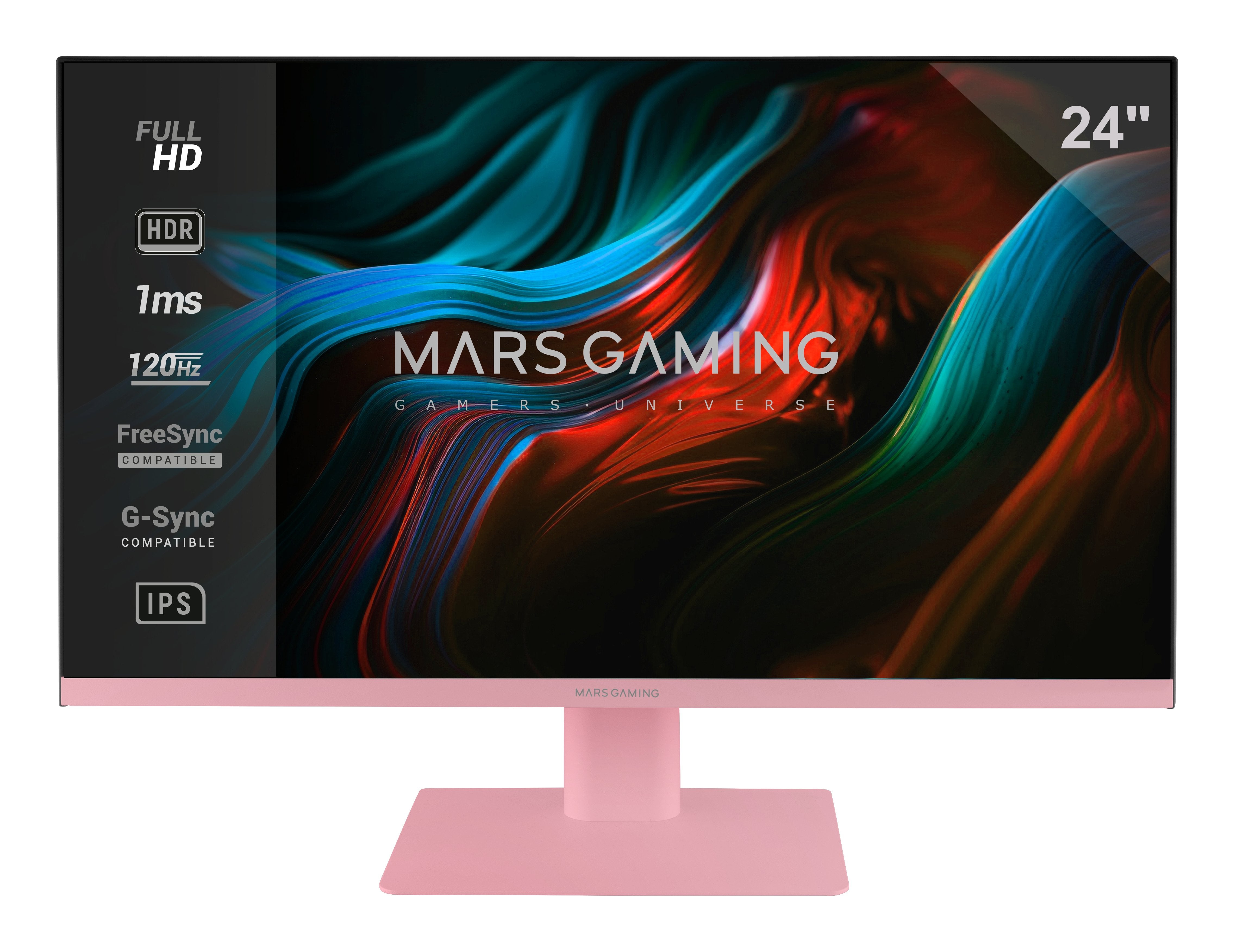 Monitor Gaming Mv-24 Slim 24''Ips Fhd Hdr10, 1ms Mprt, 120hz/ Hdmi, Displayport, Jack 3.5mm Y Altavoces Integrados Rosa Mars