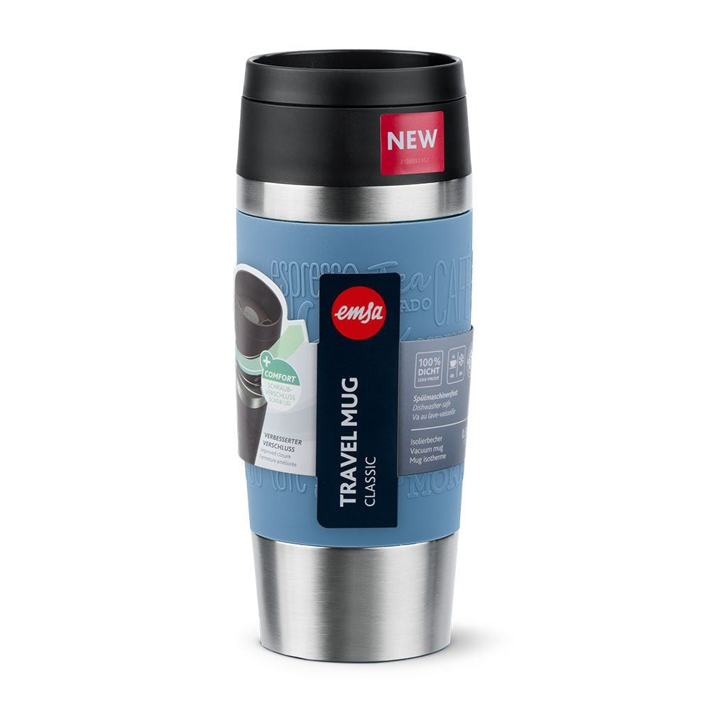 Taza Térmica Emsa Travel Mug Clásica Azul/Acero Inoxidable, 0,36 Litros N2021100