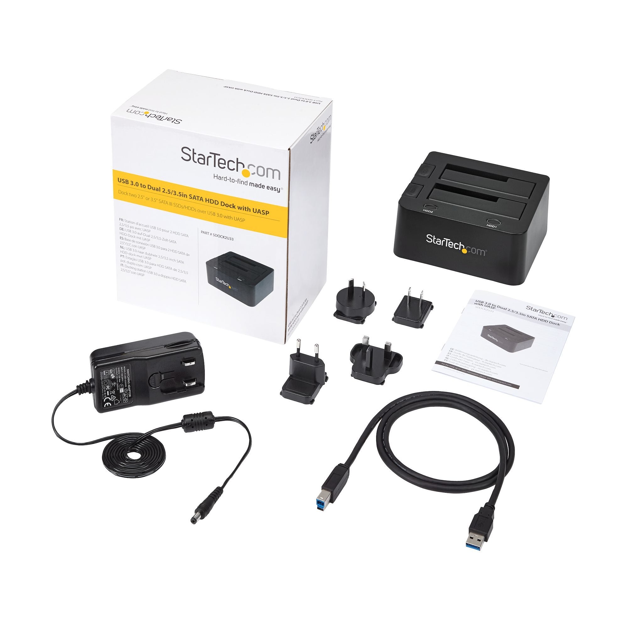 EAN 0065030856928 - StarTech.com SDOCK2U33 base de conexión para disco duro USB 3.2 Gen 1 (3.1 Gen 1) Type-B Negro imagen 9