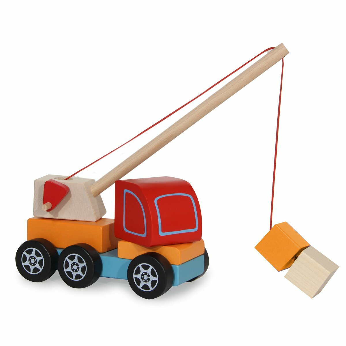 Jamara Juguete De Madera Kidiwood Juego Enchufable Grúa Móvil Colorido 3+