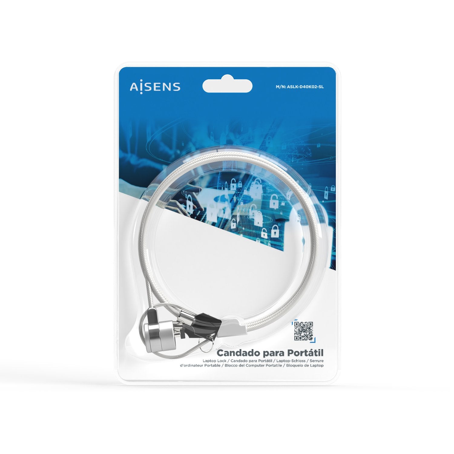 Aisens Cable De Seguridad Con Cerradura De Llave Para Ordenador, Monitor, Portatil - 1.5m