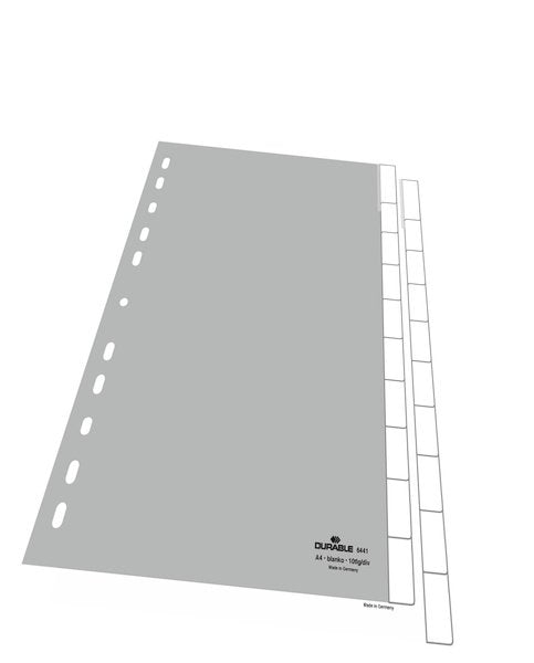 EAN 4005546640730 - Durable 6441 Separador en blanco con pestaña Polipropileno (PP) Gris imagen 2