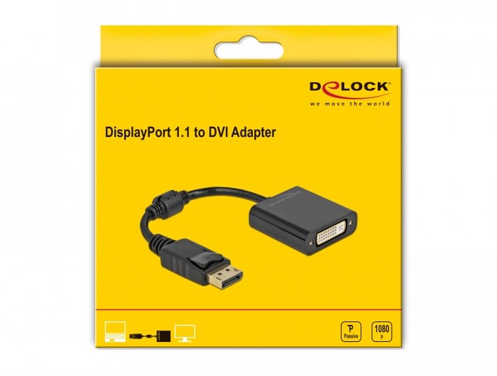 Delock Adaptador Displayport 1.1 Macho A Dvi Hembra Passiv Negro