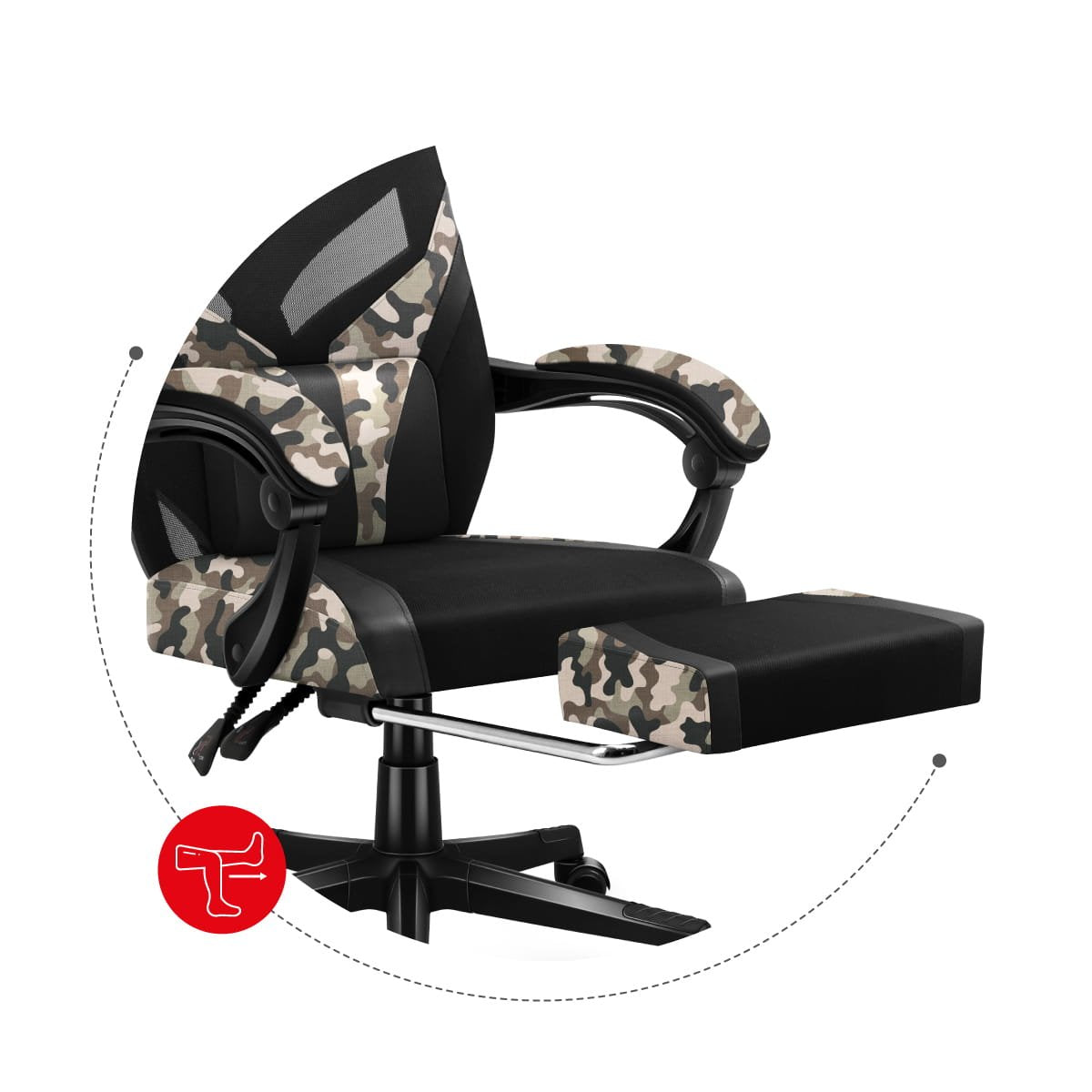 EAN 5903796011326 - Huzaro Combat 5.0 Silla para videojuegos de PC Asiento de malla Negro, Camuflaje imagen 15