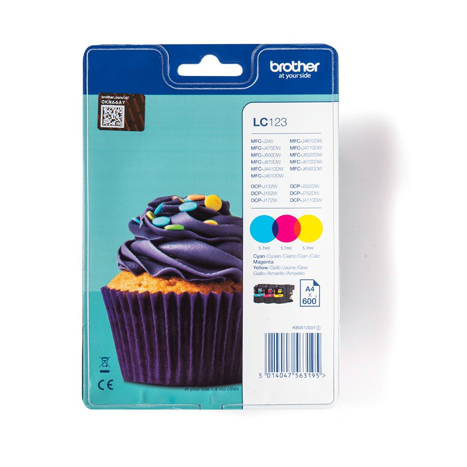 EAN 5014047563195 - Brother LC123RBWBP cartucho de tinta 3 pieza(s) Original Cian, Magenta, Amarillo imagen 1